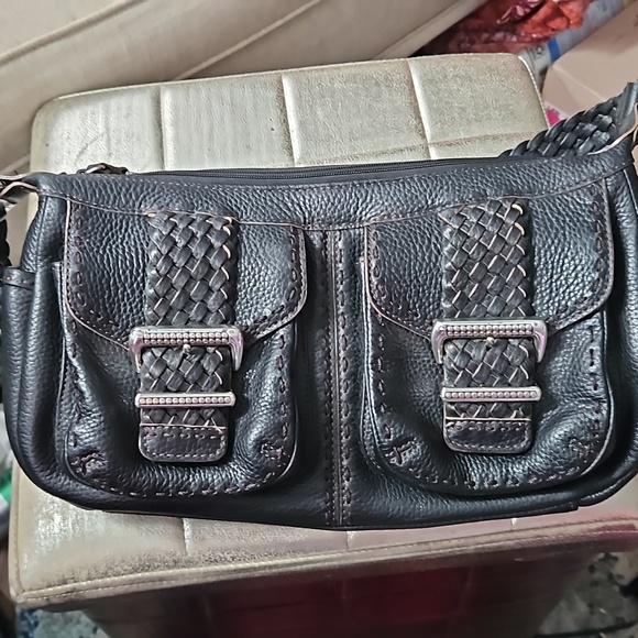 Brighton Vintage Shoulder Bag Black leather with contrast stitching - Picture 7 of 7